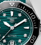 Tag Heuer Aquaracer Professional 300 Automatic Diamonds Green Dial Green Rubber Strap Watch for Women - WBP231G.FT6226