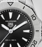 Tag Heuer Aquaracer Professional 200 Quartz Black Dial Silver Steel Strap Watch for Women - WBP1410.BA0622