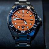 Tag Heuer Aquaracer Professional 300 Orange Diver Automatic Orange Dial Silver Steel Strap Watch for Men - WBP201F.BA0632