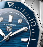 Tag Heuer Aquaracer Professional 300 Automatic Diamonds Blue Dial Silver Steel Strap Watch for Women - WBP231B.BA0618