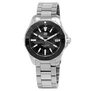 Tag Heuer Aquaracer Quartz Black Dial Silver Steel Strap Watch for Women - WAY131K.BA0748