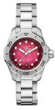 Tag Heuer Aquaracer Professional 200 Automatic Diamond Ruby Red Dial Silver Steel Strap Watch for Women - WBP2414.BA0622