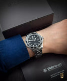 Tag Heuer Aquaracer Caliber 5 Automatic Black Dial Silver Steel Strap Watch for Men - WAK2110.BA0830