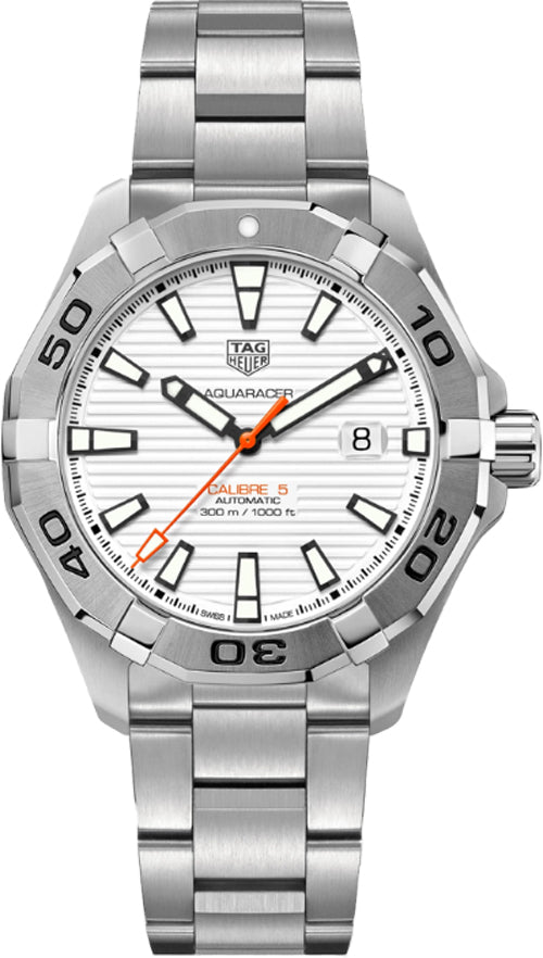 Tag Heuer Aquaracer Calibre 5 Automatic White Dial Silver Steel Strap