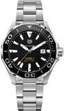 Tag Heuer Aquaracer Caliber 5 Black Dial Silver Steel Strap Watch for Men - WAY201A .BA0927