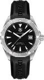 Tag Heuer Aquaracer Automatic Caliber 5 Black Dial Black Rubber Strap Watch for Men - WAY2110.FT8021