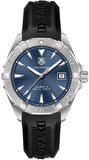 Tag Heuer Aquaracer Quartz Blue Dial Black Rubber Strap Watch for Men - WAY1112.FT8021