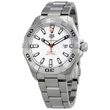 Tag Heuer Aquaracer Calibre 5 Jam Tangan Tali Baja Perak Dial Putih Otomatis untuk Pria - WAY2013.BA0927
