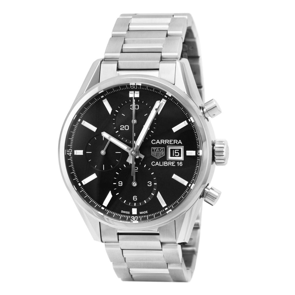 Tag Heuer Carrera Automatic Chronograph Black Dial Silver Steel