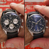 Tag Heuer Carrera Automatic Chronograph Black Dial Black Leather Strap Watch for Men - CBS2210.FC6534