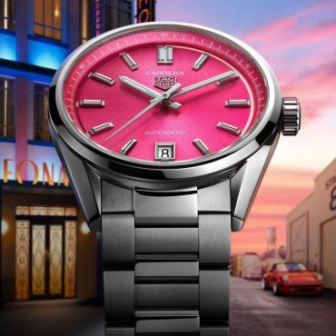 Tag Heuer Carrera Date Automatic 18K Pink Dial Silver Steel Strap