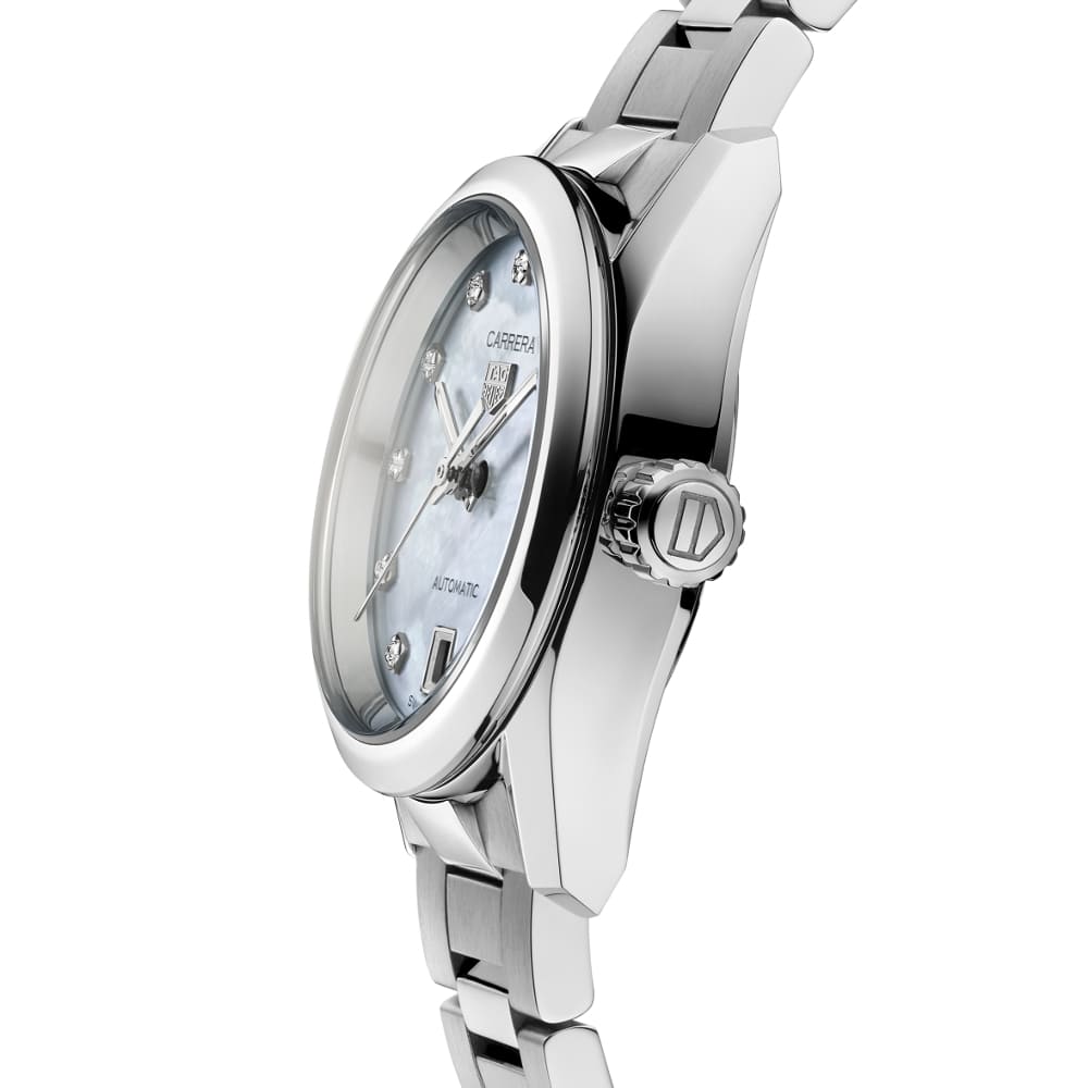 Tag Heuer Carrera Diamonds Mother of Pearl Dial Silver Steel Strap