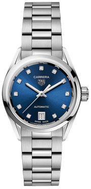 Tag Heuer Carrera Diamonds Blue Dial Silver Steel Strap Watch for Women - WBN2413.BA0621