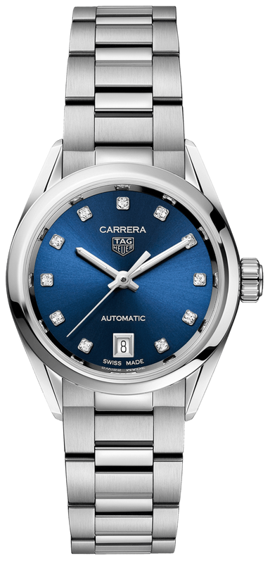 Tag Heuer Carrera Diamonds Blue Dial Silver Steel Strap Watch for Women - WBN2413.BA0621
