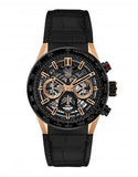 Tag Heuer Carrera Automatic Chronograph Steel & Gold Dial Black Leather Strap Watch for Men - CBG2050.FC6426