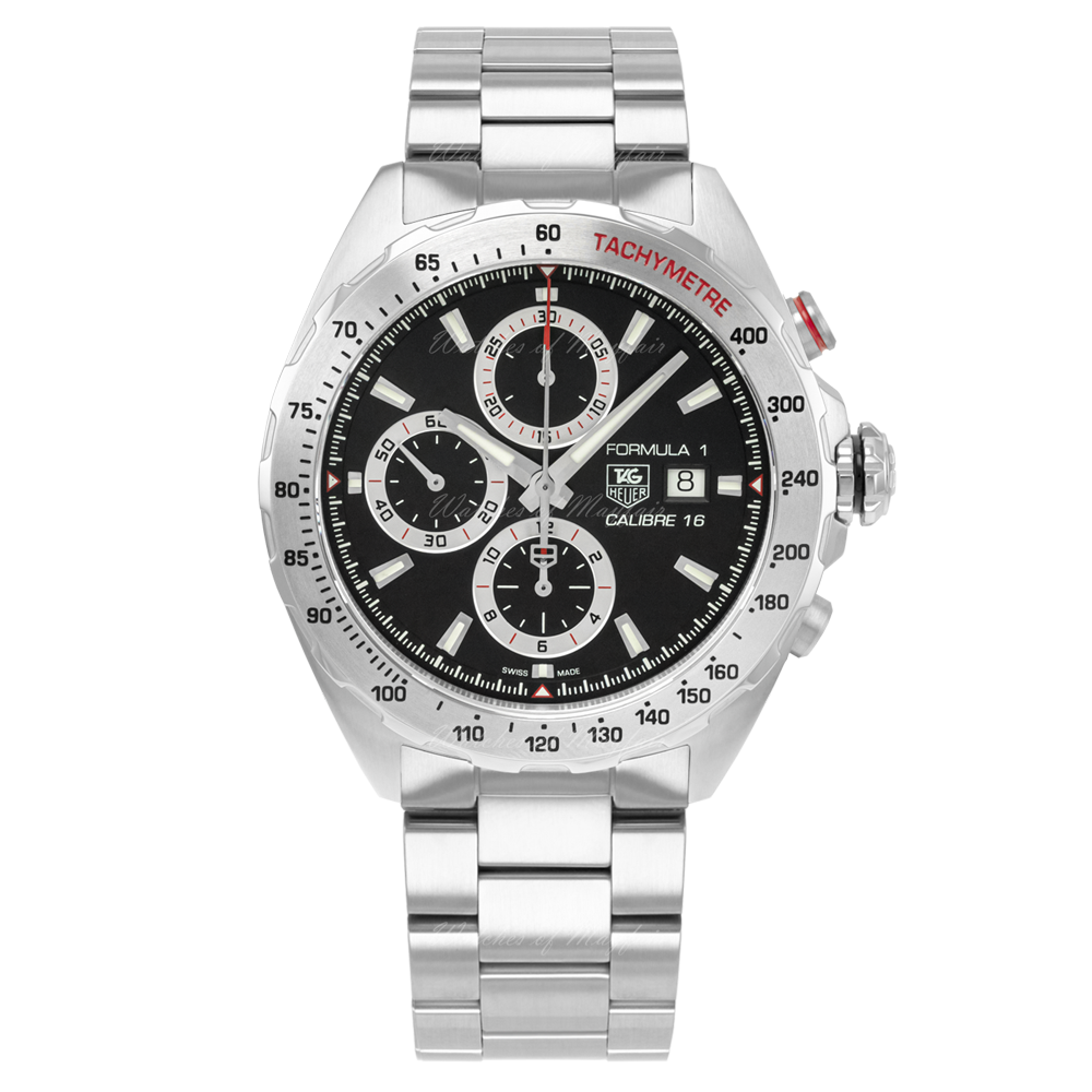 Jam Tangan Pria Tag Heuer Formula 1 Calibre 16 Automatic Chronograph Black Dial Silver Steel Strap - CAZ2010.BA0876