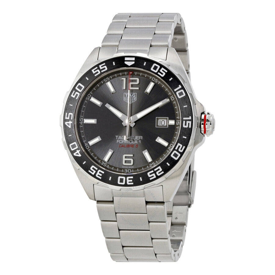 Tag Heuer Formula 1 Kaliber 5 Kronograf Antrasit Dial Jam Tangan Tali Baja Perak untuk Pria - WAZ2011.BA0842