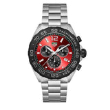 Tag Heuer Formula 1 Quartz Chronograph Red Dial Silver Steel Strap Watch for Men - CAZ101AN.BA0842