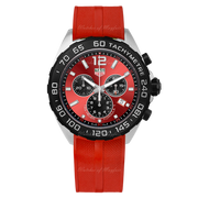 Tag Heuer Formula 1 Chronograph Red Dial Red Rubber Strap Watch for Men - CAZ101AN.FT8055
