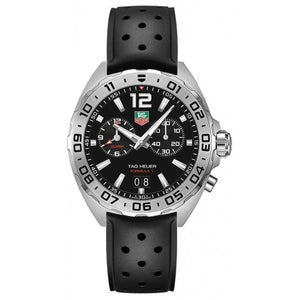 Tag Heuer Formula 1 Alarm Quartz Black Dial Black Rubber Strap Watch for Men -  WAZ111A.FT8023