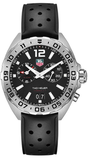 Tag Heuer Formula 1 Alarm Quartz Black Dial Black Rubber Strap Watch for Men -  WAZ111A.FT8023