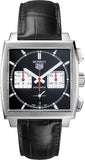 Tag Heuer Monaco Automatic Chronograph Black Dial Black Leather Strap Watch for Men - CBL2113.FC6177