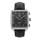 Tag Heuer Monaco Calibre 12 Final Edition Chronograph Grey Dial Black Leather Strap Watch for Men - CAW211J.FC6476