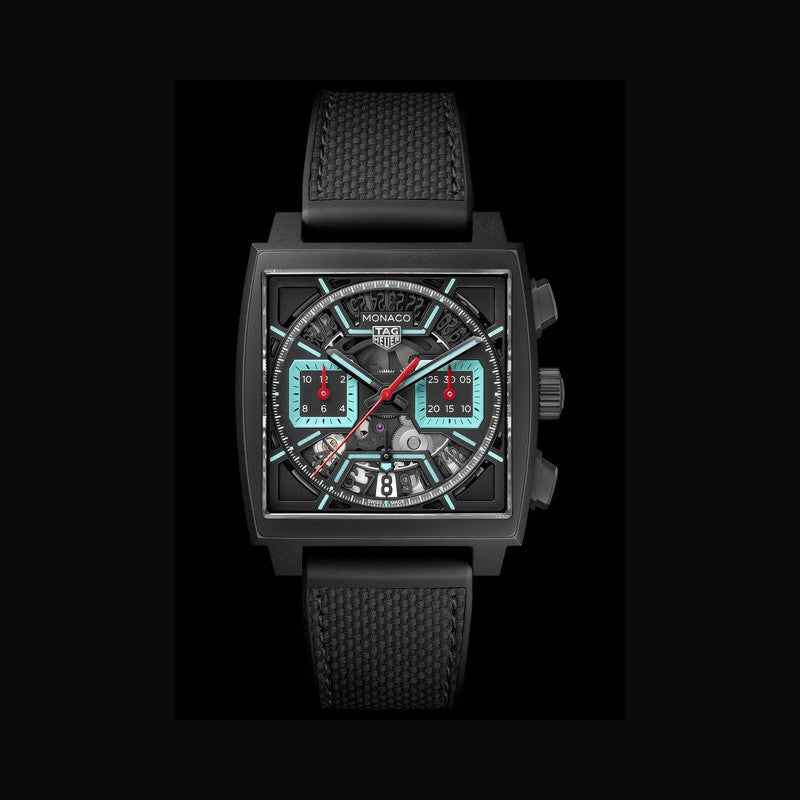 Tag Heuer Monaco Automatic Chronograph Black Dial Black Nylon Strap Watch for Men - CBL2184.FT6236