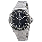 Tag Heuer Aquaracer Caliber 5 Automatic Black Dial Silver Steel Strap Watch for Men - WAK2110.BA0830