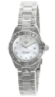 Tag Heuer Aquaracer Diamonds Mother of Pearl Dial Silver Steel Strap Watch for Women - WBD1414.BA0741