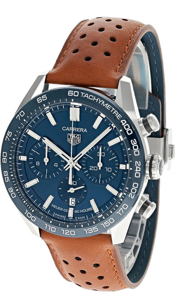 Tag heuer carrera cheap blue leather strap