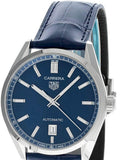 Tag Heuer Carrera Date Blue Dial Blue Leather Strap Watch for Men - WBN2112.FC6504