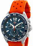 Tag Heuer Formula 1 Quartz Chronograph Blue Dial Orange Rubber Strap Watch for Men - CAZ1014.FT8028