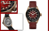 Tag Heuer Autavia Calibre 5 Chinese New Year Maroon panggil Maroon Leather Strap Watch untuk Pria - WBE5193.FC8300