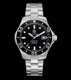 Tag Heuer Aquaracer Automatic Caliber 5 Black Dial Silver Steel Strap Watch for Men - WAN2110.BA0822