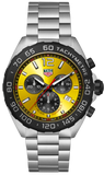 Tag Heuer Formula 1 Quartz Chronograph Yellow Dial Silver Steel Strap Watch for Men - CAZ101AM.BA0842