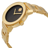 Movado Bold Black Dial Gold Steel Strap Unisex Watch - 3600397