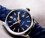 Jam Tangan Tag Heuer Carrera Quartz dengan Dial Biru dan Tali Kulit Anak Sapi Biru untuk Wanita - WAR1112.FC6391