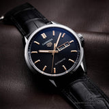 Tag Heuer Carrera Day Date Black Dial Black Leather Strap Watch for Men - WBN2013.FC6503