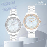 Coach Preston Mother of Pearl Dial White Steel Strap Watch for Women - 14503662