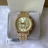 Michael Kors Runway Chronograph Gold Dial Gold Steel Strap Watch For Women - MK5698