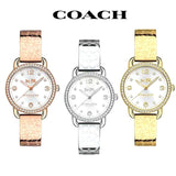 Coach Delancey Analog DIamonds Silver Dial Gold Steel Strap Watch for Women - 14502354