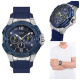 Guess Genesis Multi Function Analog Blue Dial Blue Rubber Strap Watch For Men - W1254G1