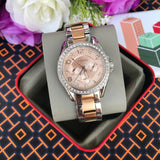 Fossil Riley Multifunction Rose Gold Dial Two Tone Steel Strap Watch for Women - ES4145