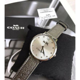 Coach Slim Easton Silver Dial Grey Leather Strap Watch for Women - 14502686