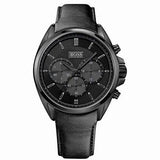 Hugo Boss Driver Chronograph Black Dial Black Leather Strap Watch For Men - HB1513061