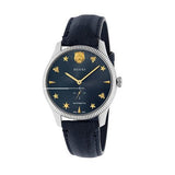 Gucci G Timeless Automatic Blue Dial Black Leather Strap Watch For Men - YA126347