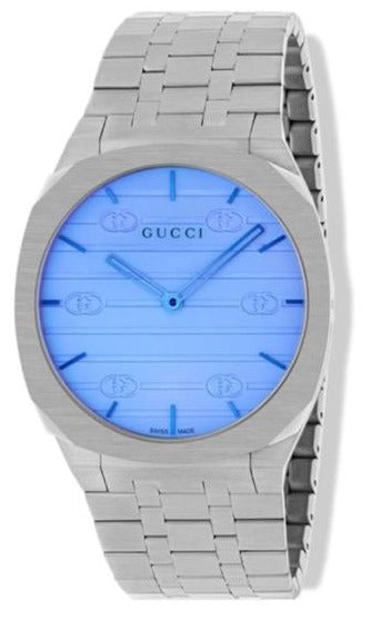 Gucci 25H Quartz Blue Dial Silver Steel Strap Unisex Watch Watch 