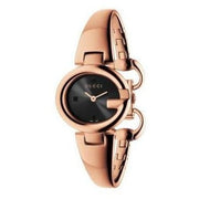 Gucci Guccissima Quartz Black Dial Rose Gold Steel Strap Watch For Women - YA134509