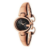 Gucci Guccissima Collection Quartz Black Dial Rose Gold Steel Strap Watch For Women - YA134509